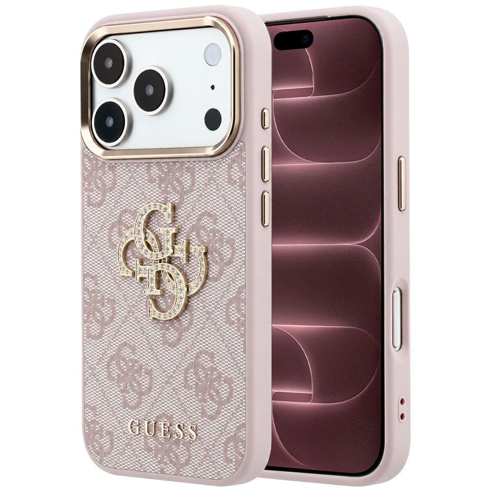Custodia per Apple iPhone 18 Pro Max / 17 Pro Max, Guess, 4G Big Strass Logo, Rosa