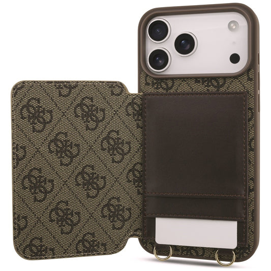 Custodia per Apple iPhone 18 Pro Max / 17 Pro Max, Guess, 4G Crossbody Cardslot, Marrone
