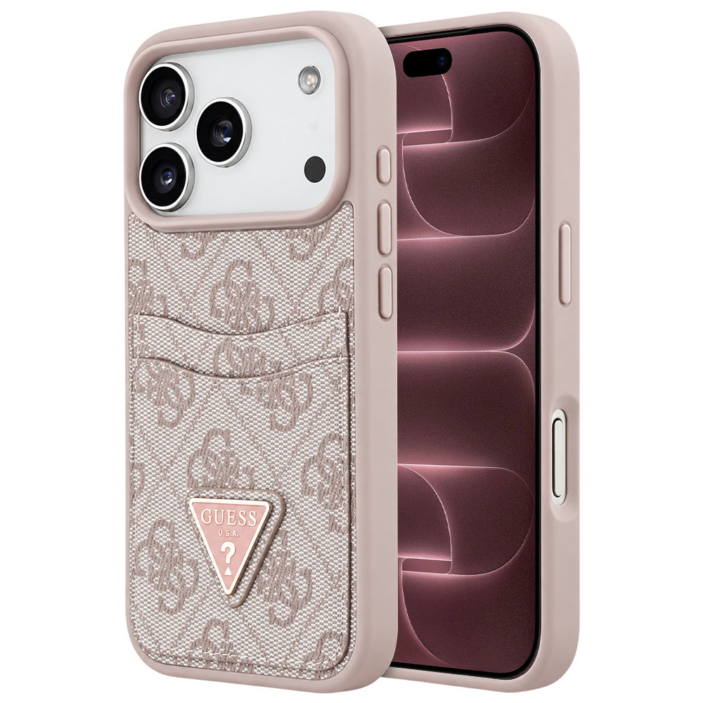 Custodia per Apple iPhone 18 Pro Max / 17 Pro Max, Guess, 4G Double Card Triangle, rosa