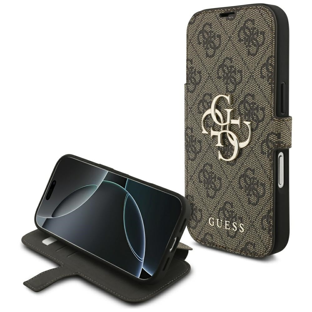 Custodia per Apple iPhone 18 Pro Max / 17 Pro Max, Guess, Logo Metallico 4G, Marrone