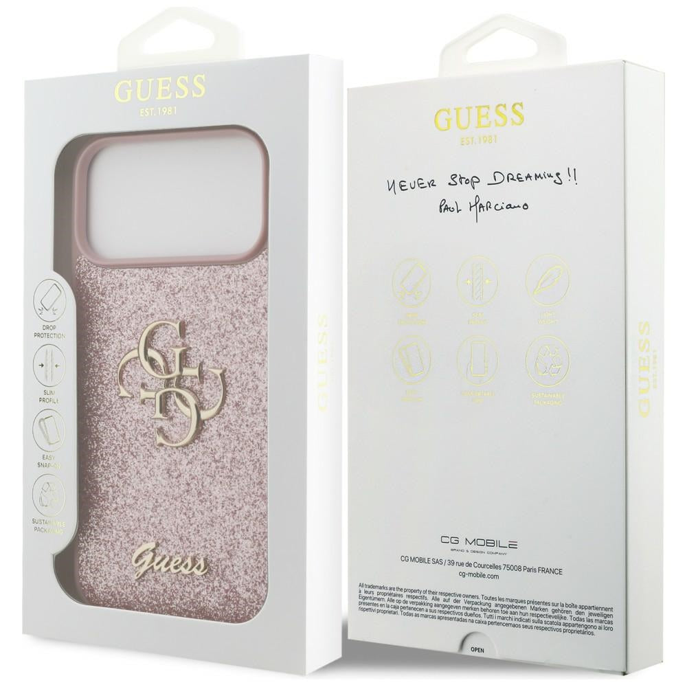 Custodia per Apple iPhone 18 Pro Max / 17 Pro Max, Guess, Fixed Glitter Big 4G, Rosa