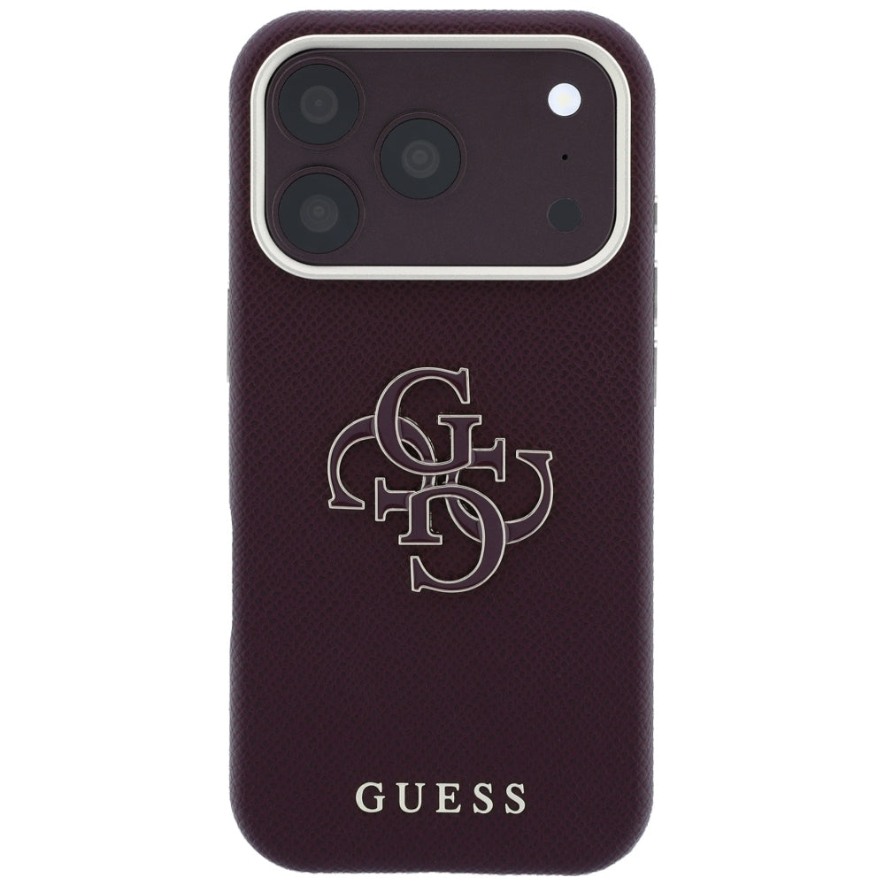 Case for Apple iPhone 18 Pro Max / 17 Pro Max, Guess, Grained Big Resin Logo, Burgundy