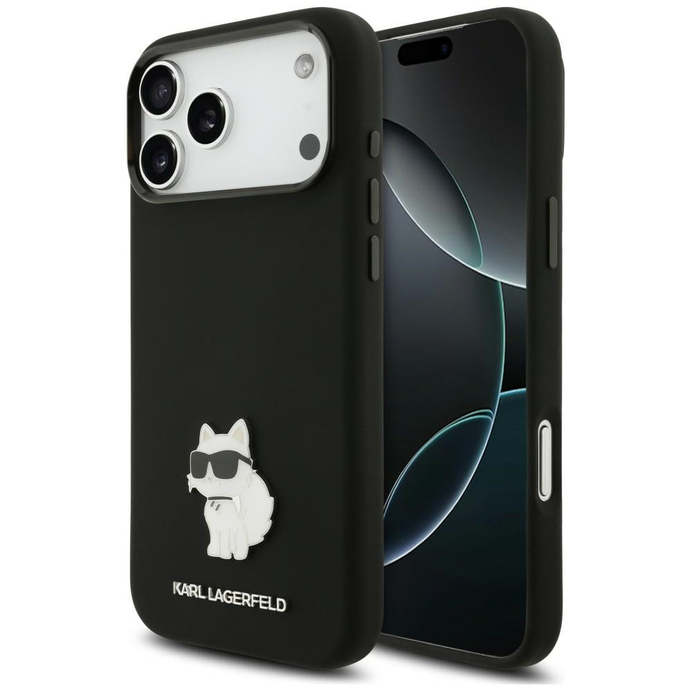 Custodia per Apple iPhone 18 Pro Max / 17 Pro Max, Karl Lagerfeld, Choupette Metal Pin, nera