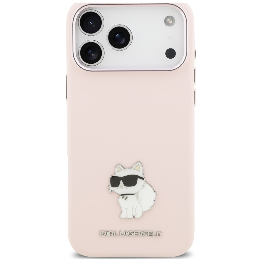Custodia per Apple iPhone 18 Pro Max / 17 Pro Max, Karl Lagerfeld, Choupette Metal Pin, Rosa
