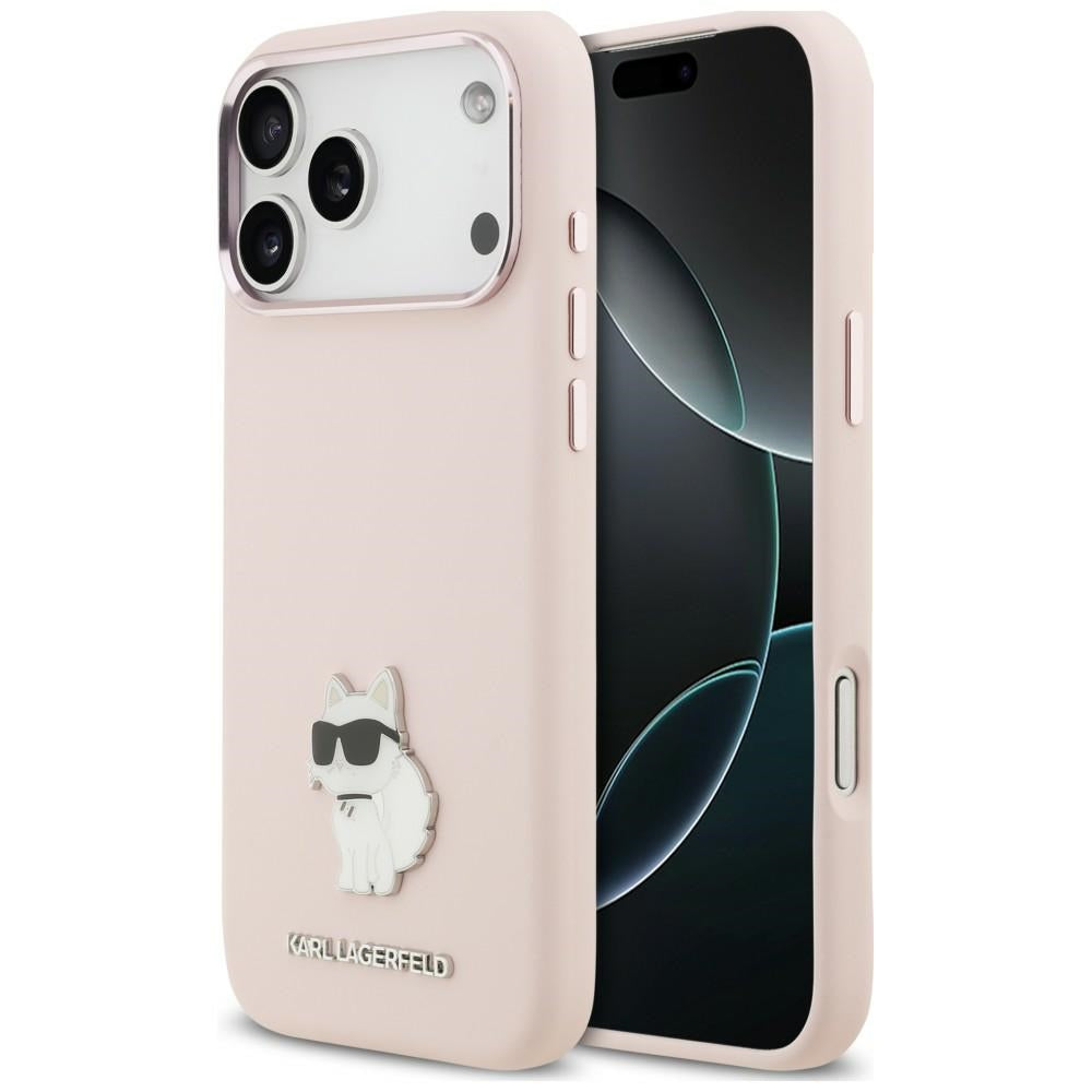 Custodia per Apple iPhone 18 Pro Max / 17 Pro Max, Karl Lagerfeld, Choupette Metal Pin, Rosa