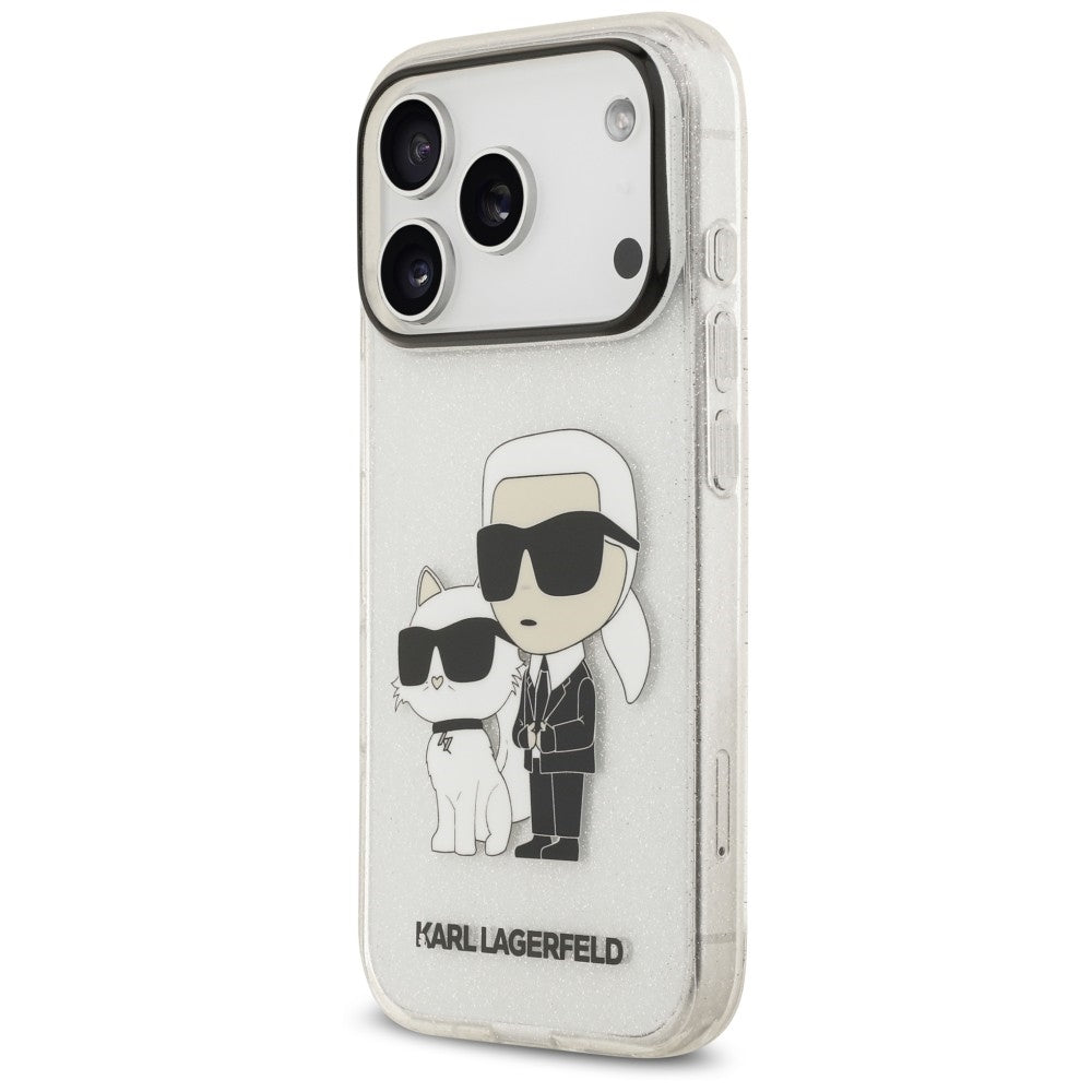 Cover per Apple iPhone 18 Pro Max / 17 Pro Max, Karl Lagerfeld, IML Glitter Karl and Choupette NFT, trasparente