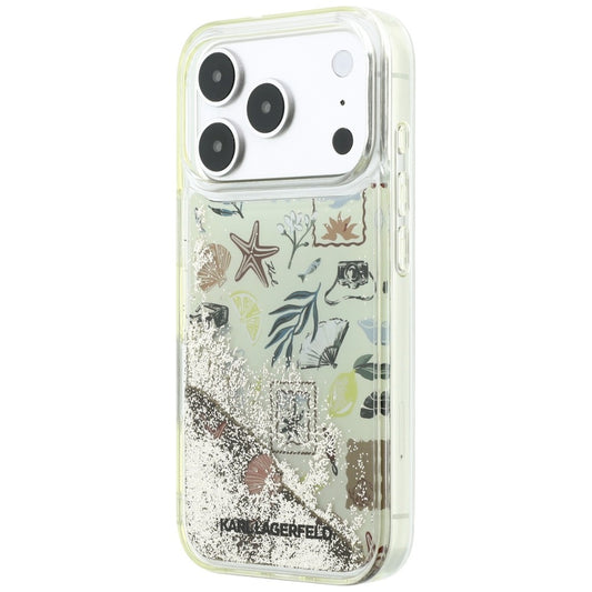 Custodia per Apple iPhone 18 Pro Max / 17 Pro Max, Karl Lagerfeld, Liquid Glitter Beach and Sand, Beige