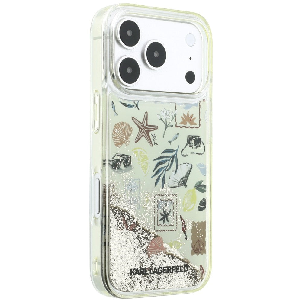 Custodia per Apple iPhone 18 Pro Max / 17 Pro Max, Karl Lagerfeld, Liquid Glitter Beach and Sand, Beige