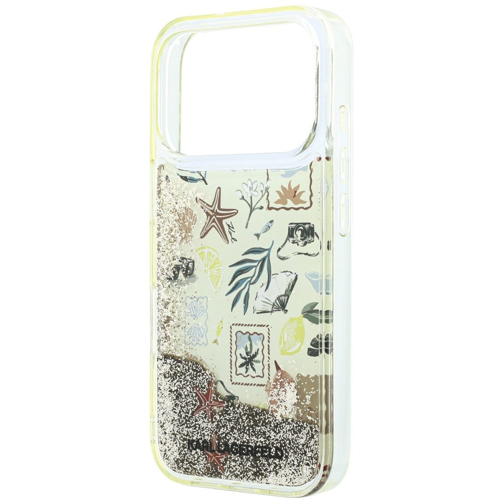 Custodia per Apple iPhone 18 Pro Max / 17 Pro Max, Karl Lagerfeld, Liquid Glitter Beach and Sand, Beige