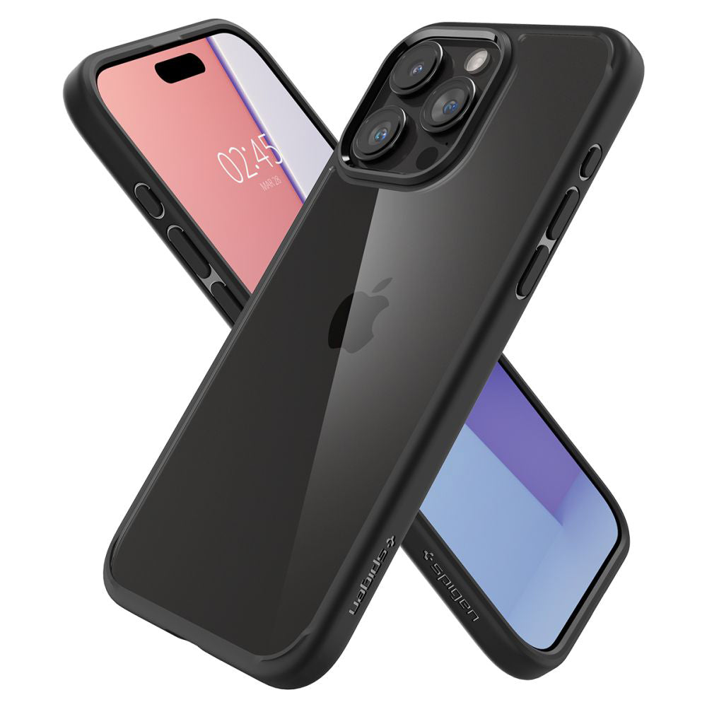 Custodia per Apple iPhone 15 Pro, Spigen, Ultra Hybrid, Nero Opaco ACS06713