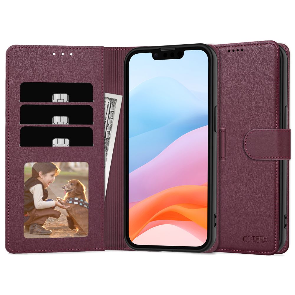 Custodia per Apple iPhone 16e, Tech-Protect, Wallet, Ciliegia