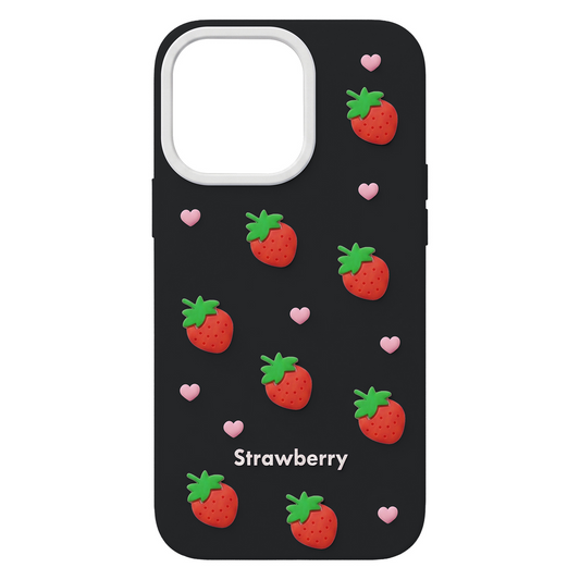 Case for Apple iPhone 12 / 12 Pro, OEM, Strawberry, Black