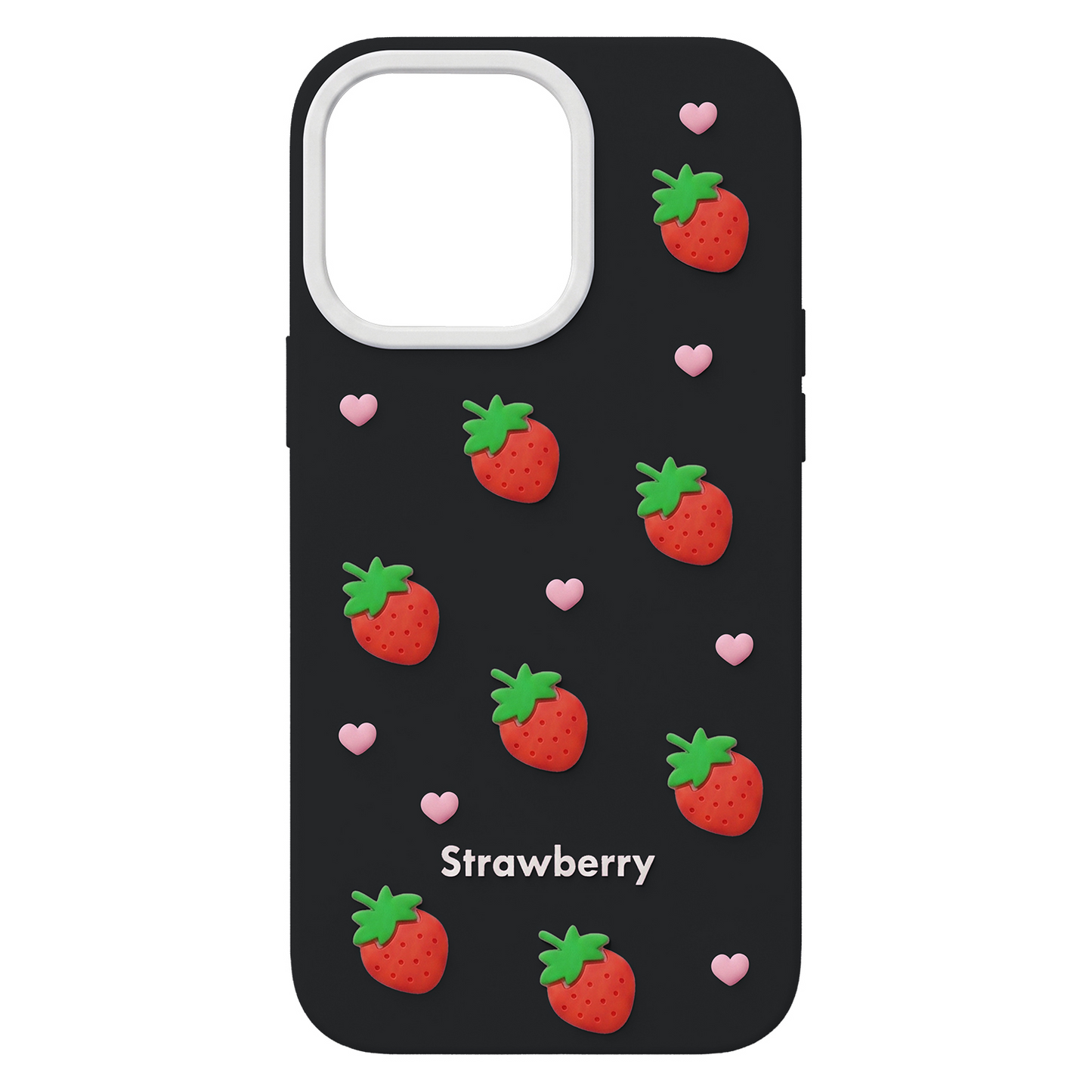 Custodia per Apple iPhone 15 / 14 / 13, OEM, Strawberry, Nera