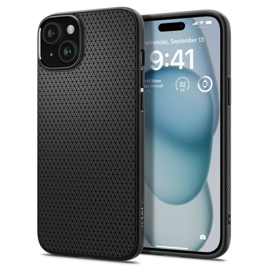 Custodia per Apple iPhone 15, Spigen, Liquid Air Matte, Nero ACS06790
