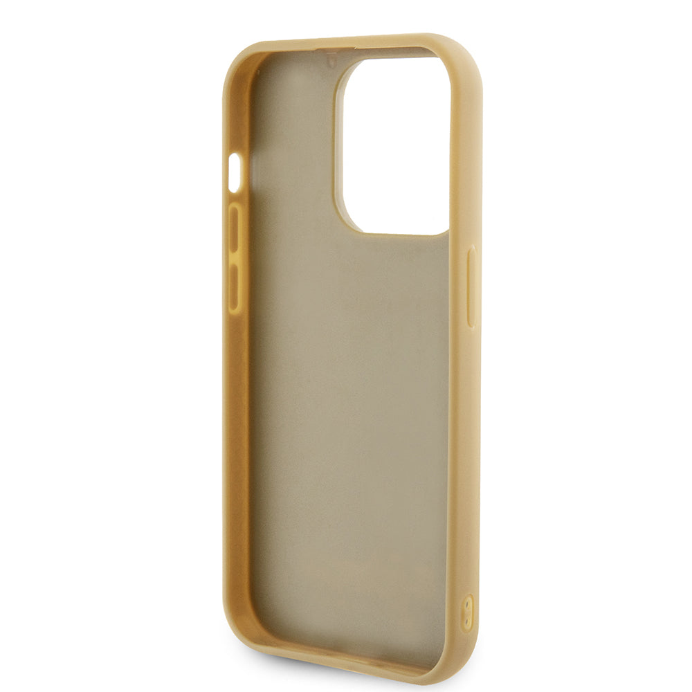 Custodia per Apple iPhone 15 Pro, Guess, PU Square Mirror Script Logo, Dorata GUHCP15LPMSDGSD