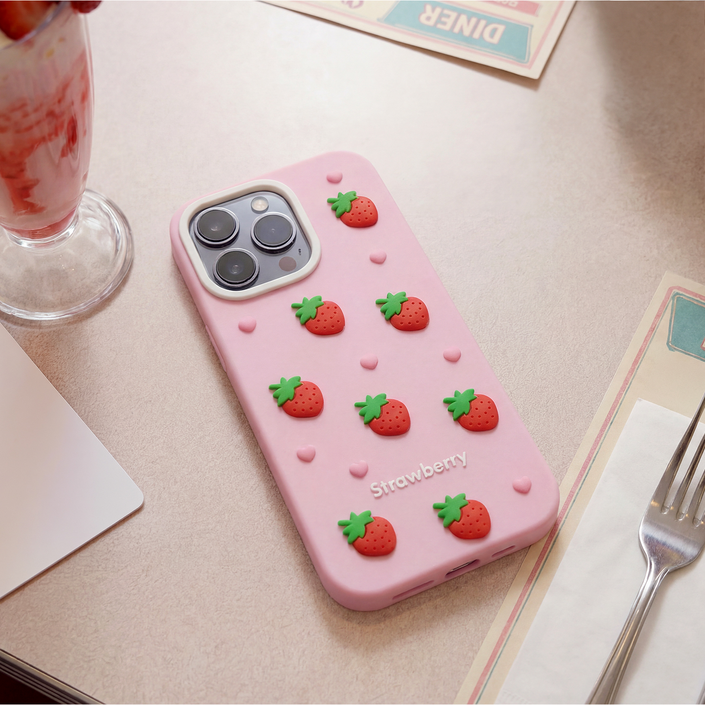 Custodia per Apple iPhone 12 / 12 Pro, OEM, Strawberry, Rosa