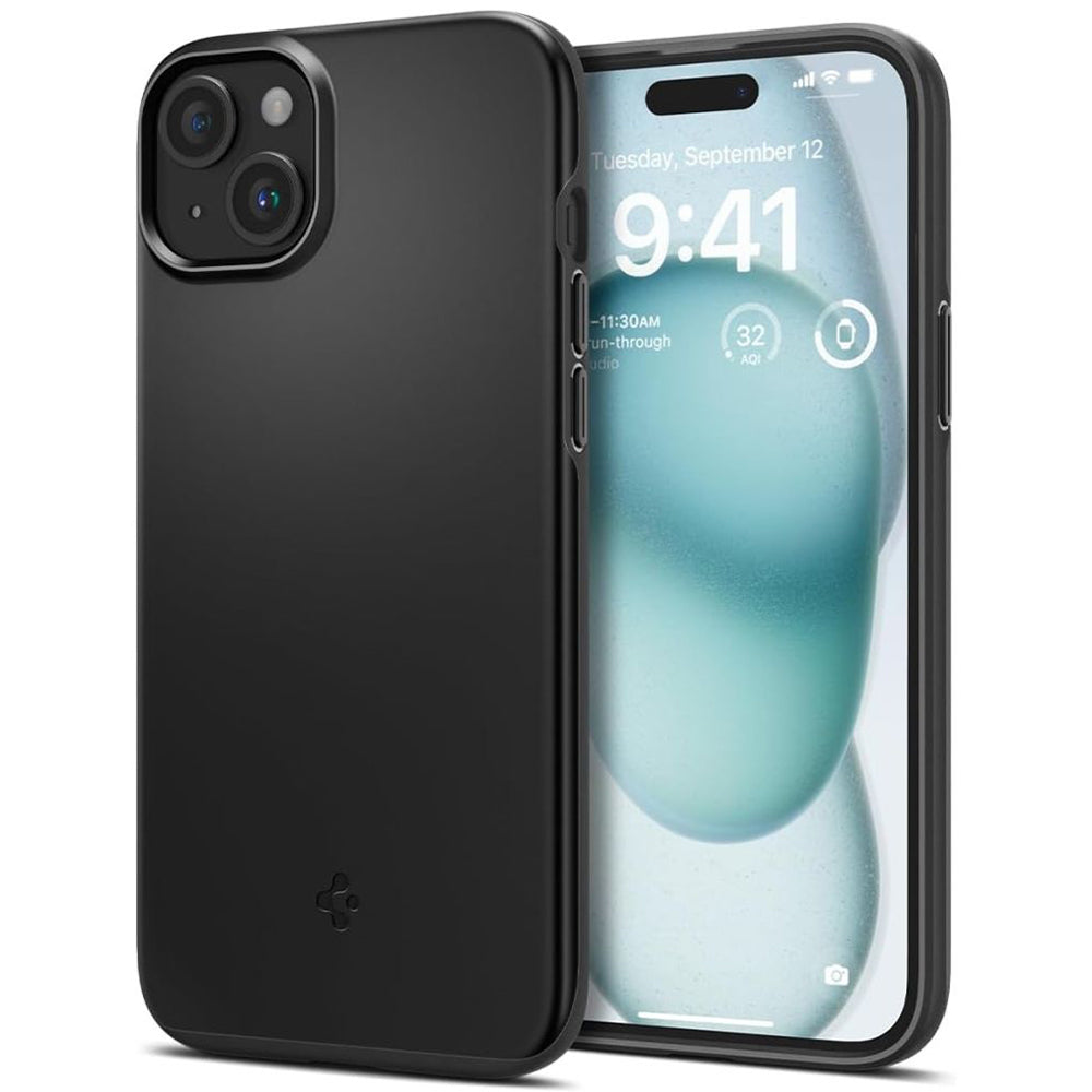 Custodia per Apple iPhone 15, Spigen, Thin Fit, Nera ACS06776