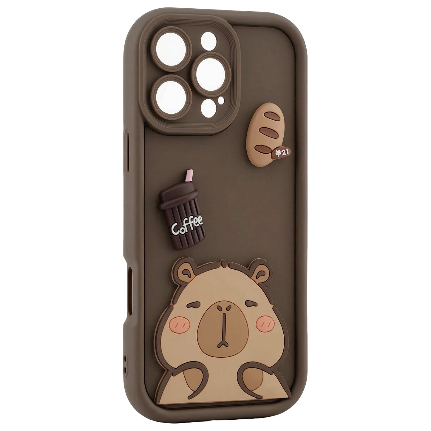 Custodia per Apple iPhone 13, OEM, Ultra Trendy 3D Capybara, Marrone