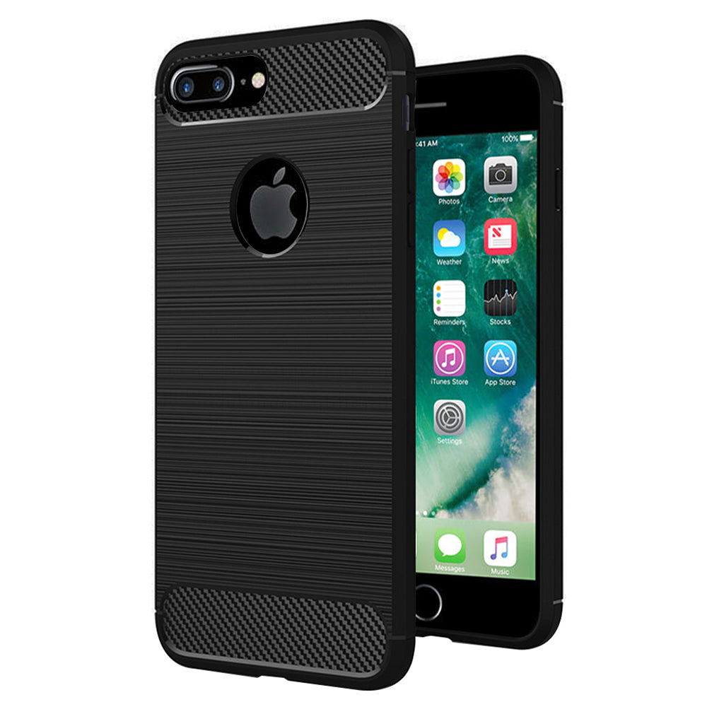 Custodia per Apple iPhone 7 Plus, Techsuit, Carbonio, Nera