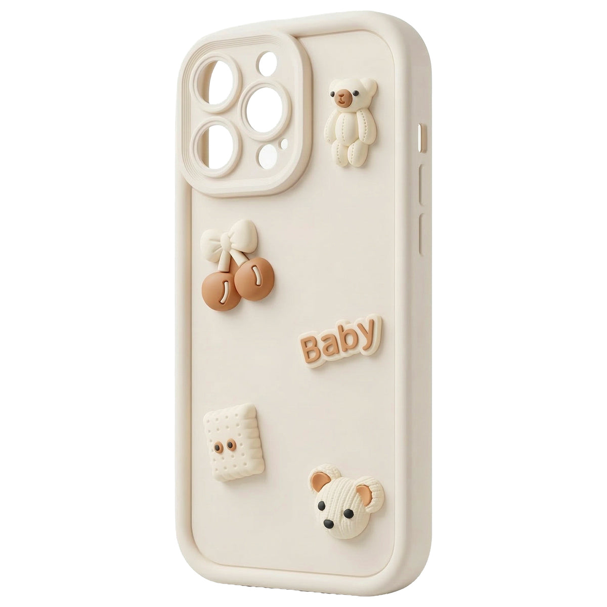 Custodia per Apple iPhone 16 Pro Max, OEM, Ultra Trendy 3D Bear, Beige