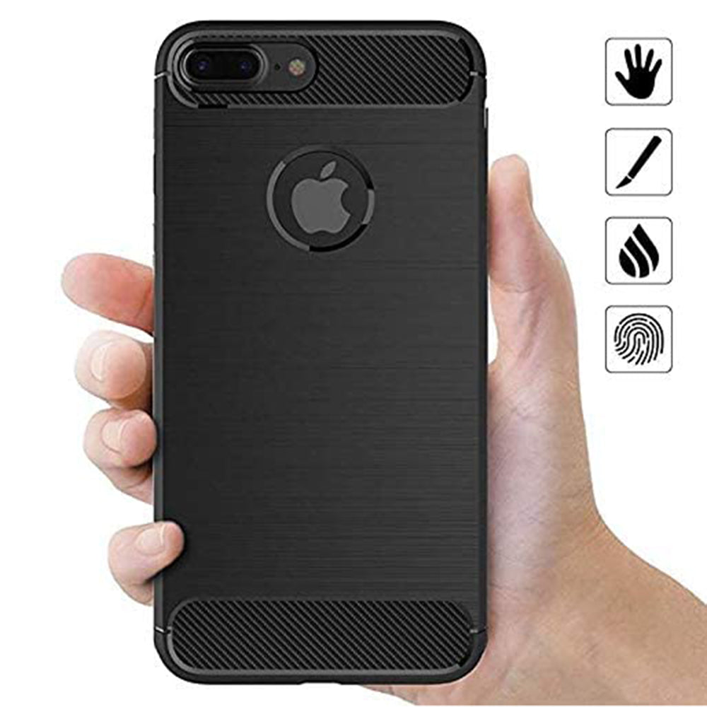 Custodia per Apple iPhone 8 Plus, Techsuit, Carbonio, Nera