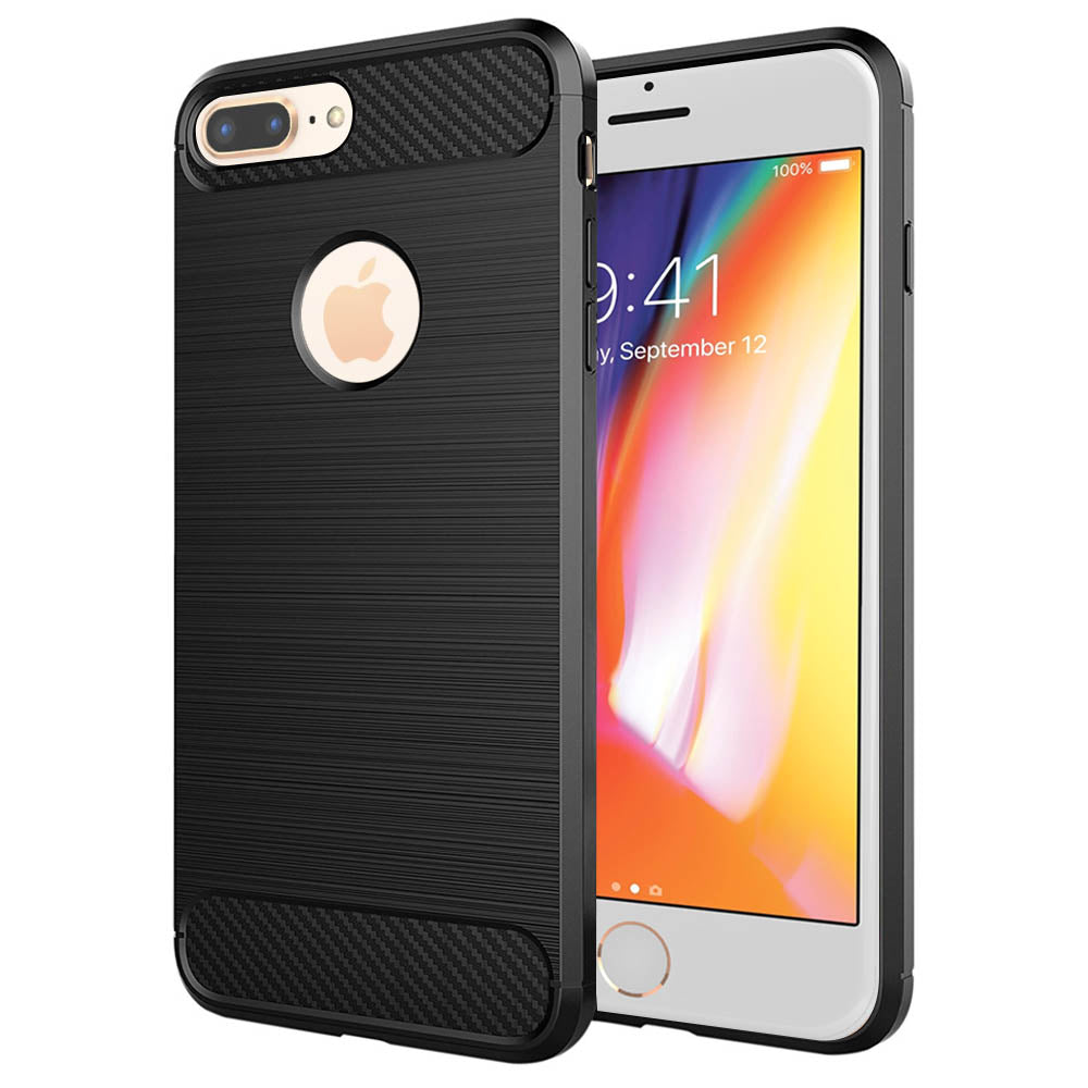 Custodia per Apple iPhone 8 Plus, Techsuit, Carbonio, Nera