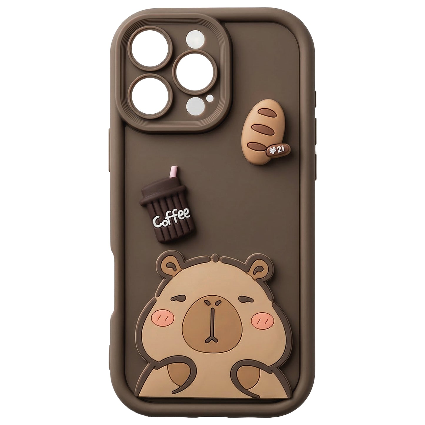 Custodia per Apple iPhone 13, OEM, Ultra Trendy 3D Capybara, Marrone