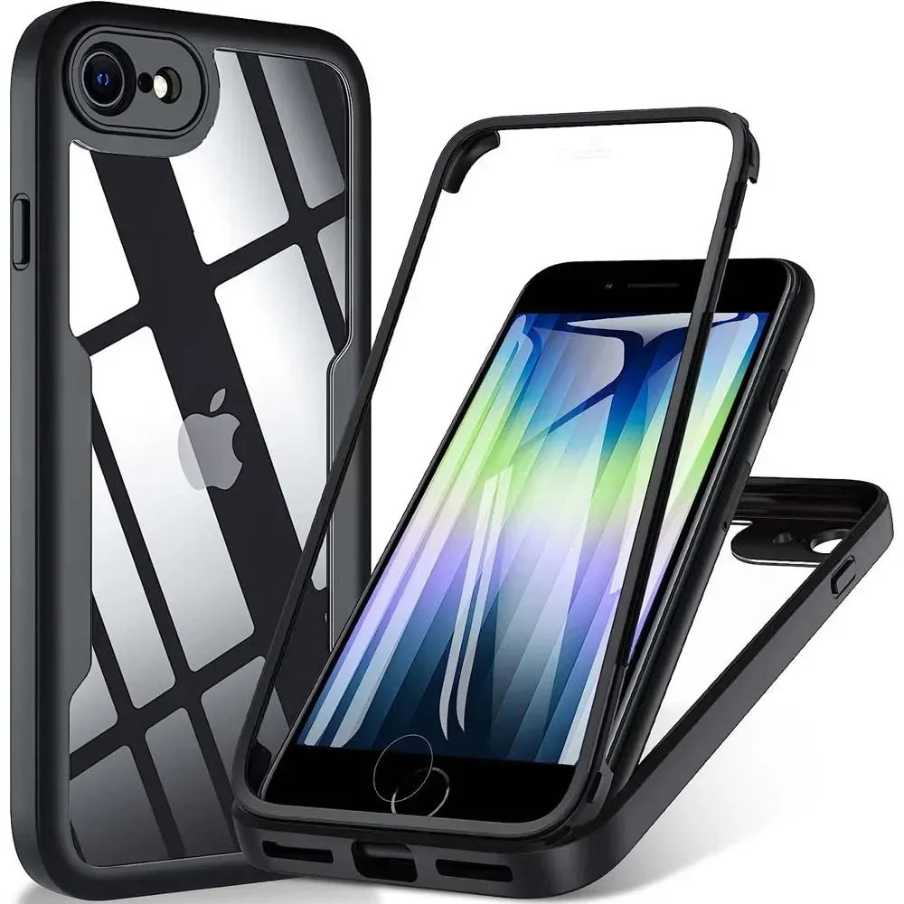 Custodia per Apple iPhone SE (2022) / SE (2020) / 8 / 7, Techsuit, ColorVerse 360, Nera