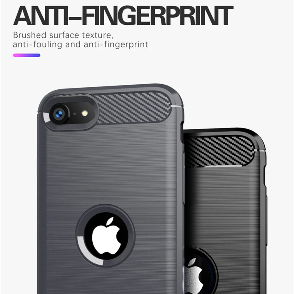 Custodia per Apple iPhone SE (2022) / SE (2020), Techsuit, Carbonio, Nera