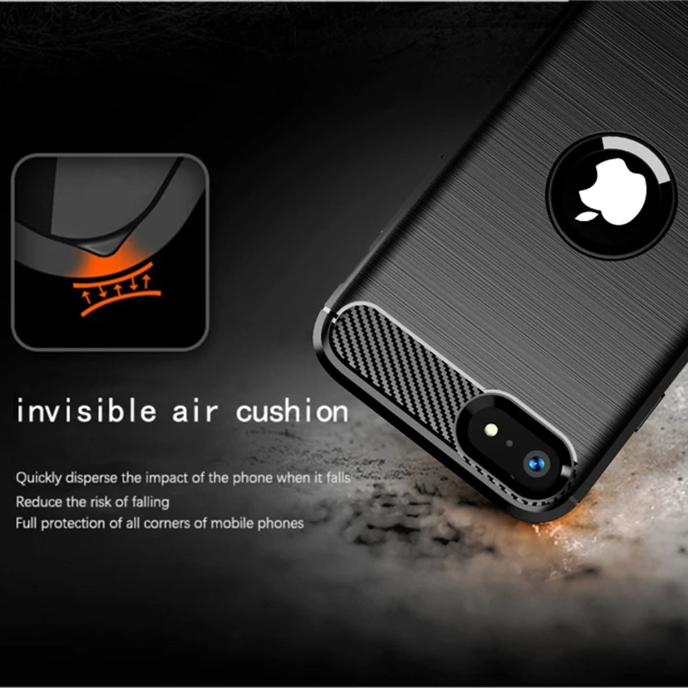 Custodia per Apple iPhone SE (2022) / SE (2020), Techsuit, Carbonio, Nera