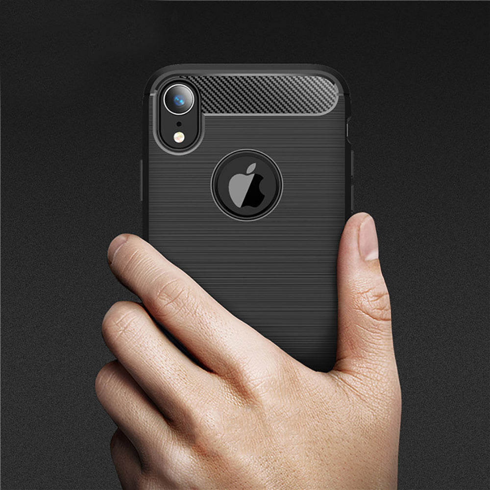 Custodia per Apple iPhone XR, Techsuit, Carbonio, Nera