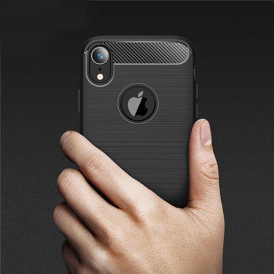 Custodia per Apple iPhone XR, Techsuit, Carbonio, Nera