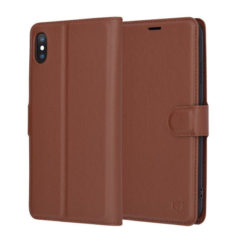 Custodia per Apple iPhone XS Max, Techsuit, Leather Folio, Marrone