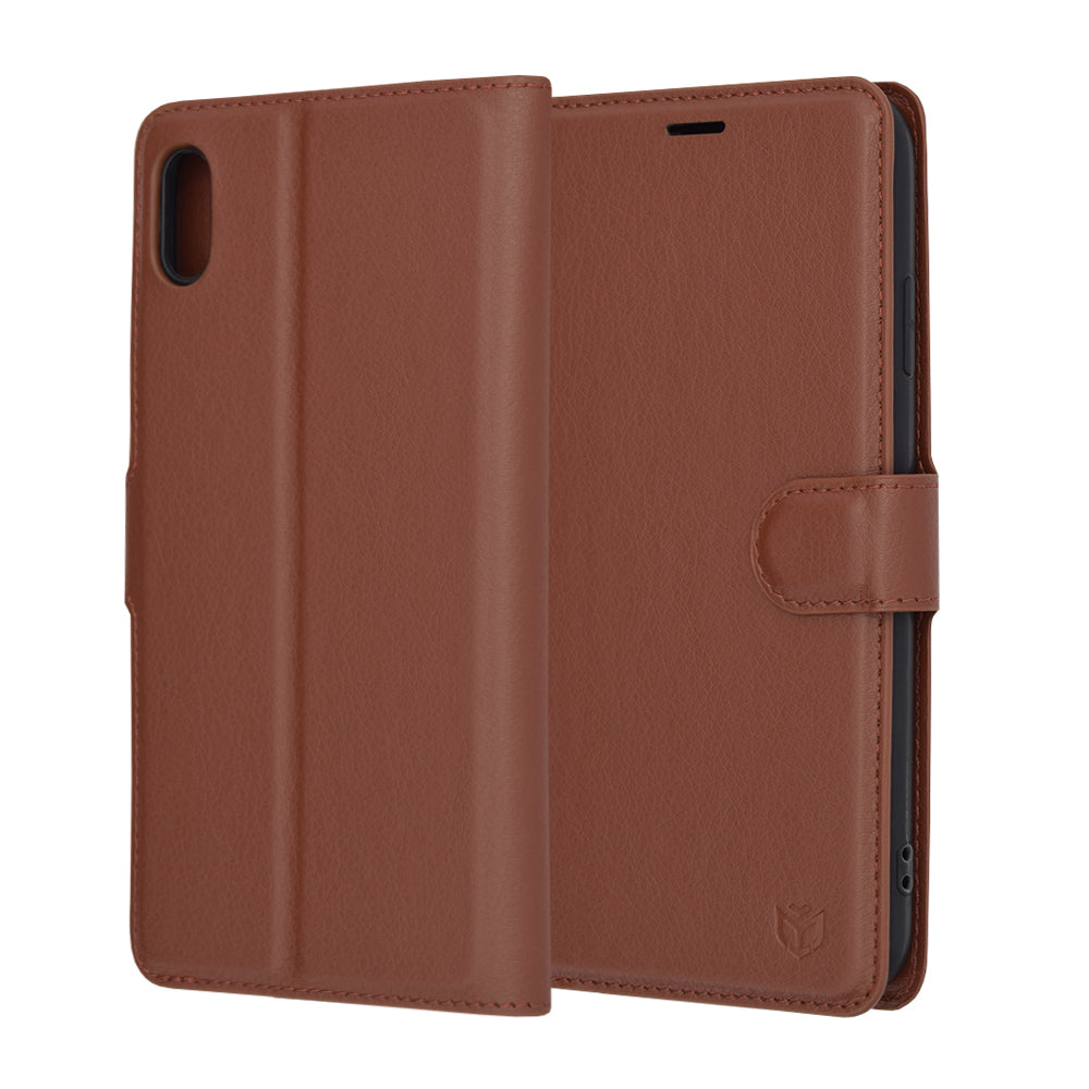 Custodia per Apple iPhone XS Max, Techsuit, Leather Folio, Marrone