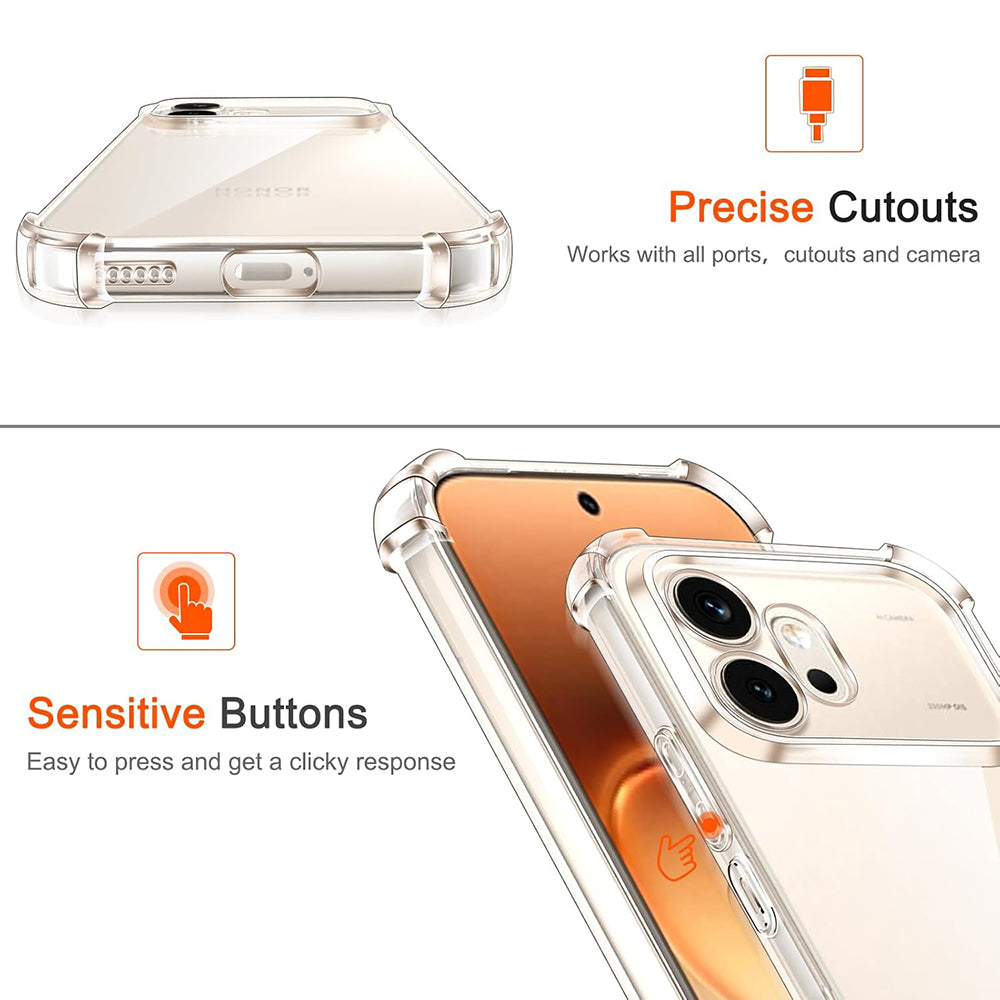 Custodia per Honor 600 Pro, Techsuit, Shockproof Clear, Trasparente