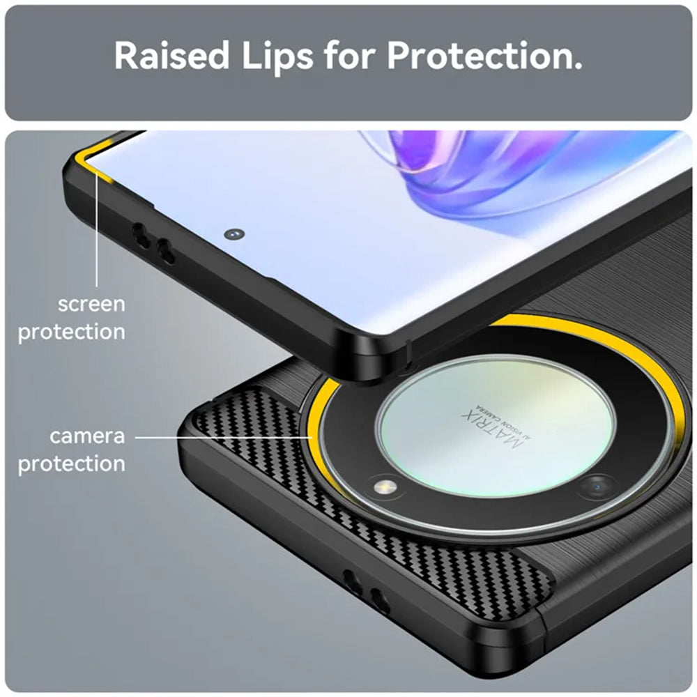 Custodia per Honor Magic5 Lite, Techsuit, Carbonio, Nera