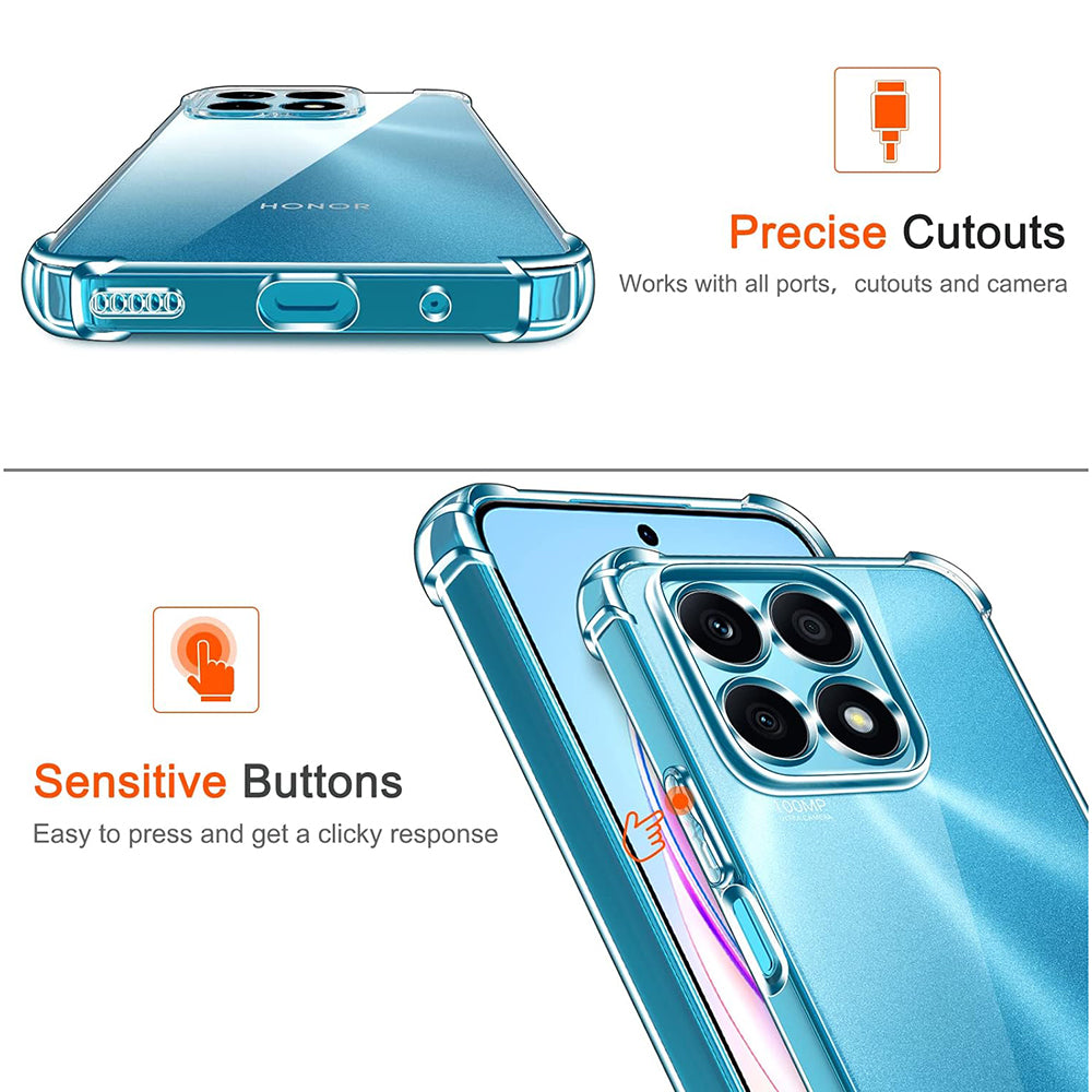 Custodia per Honor X8a, Techsuit, Shockproof Clear, Trasparente