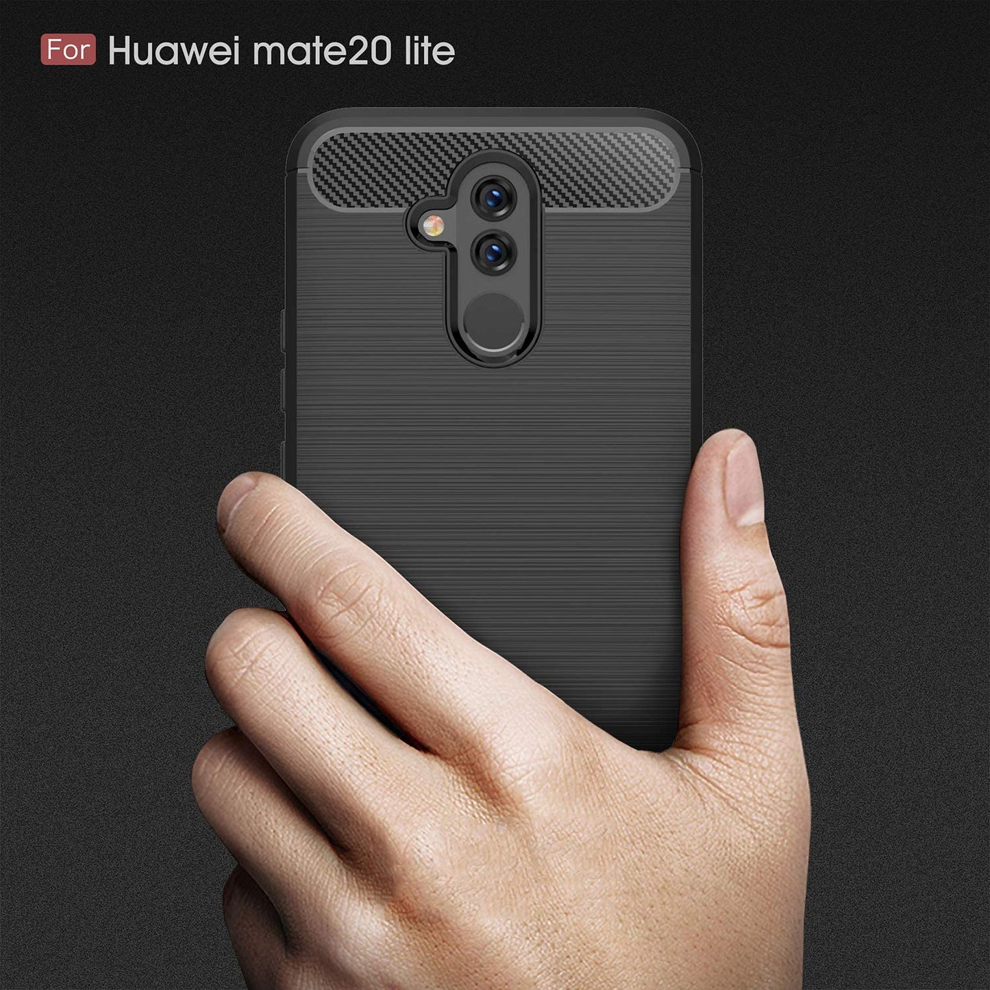 Custodia per Huawei Mate 20 Lite, Techsuit, Carbonio, Nera