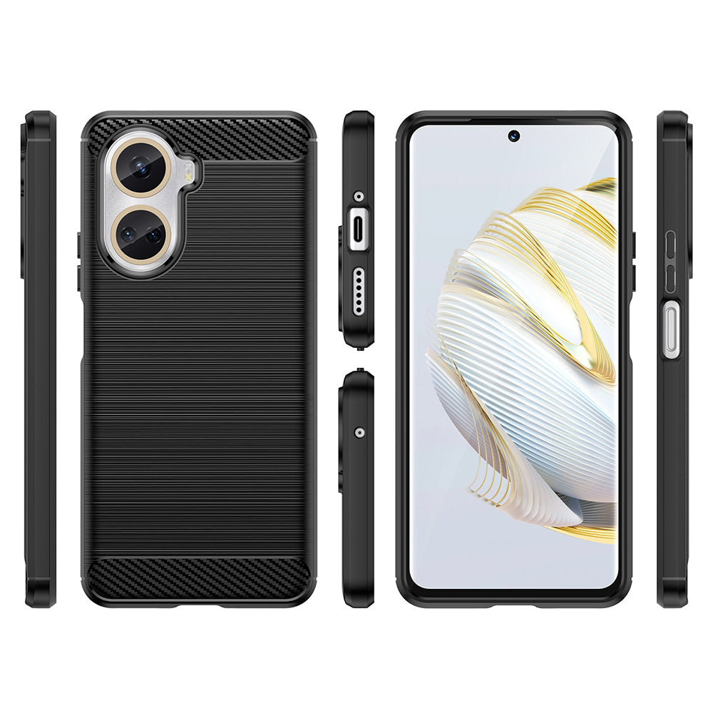 Custodia per Huawei nova 10 SE, Techsuit, Carbonio, Nera