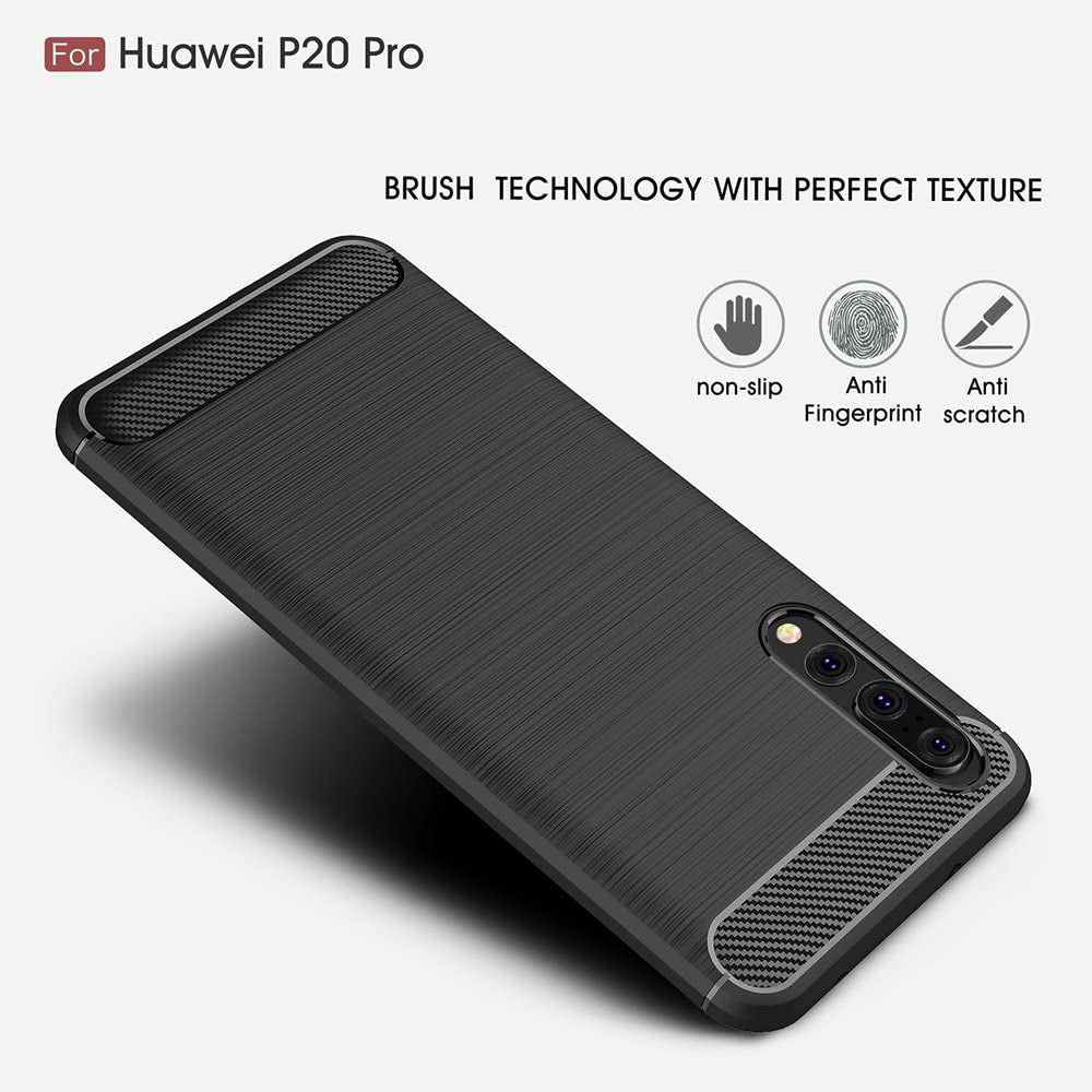 Custodia per Huawei P20 Pro, Techsuit, Carbonio, Nera