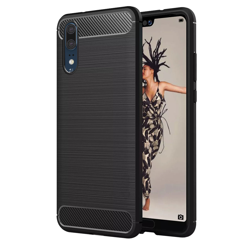 Custodia per Huawei P20, Techsuit, Carbonio, Nera