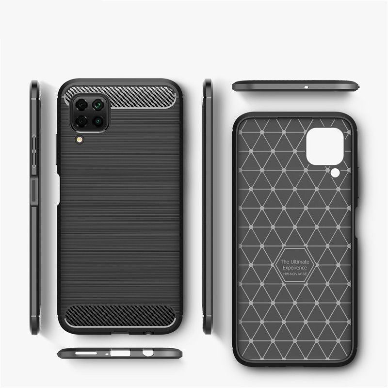 Custodia per Huawei P40 lite 4G, Techsuit, Carbonio, Nera