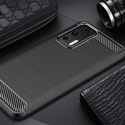 Custodia per Huawei P40 Pro, Techsuit, Carbonio, Nera
