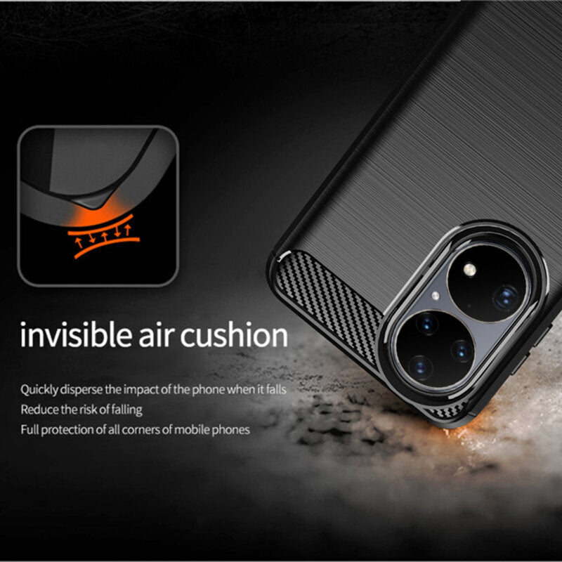 Custodia per Huawei P50 Pro, Techsuit, Carbonio, Nera