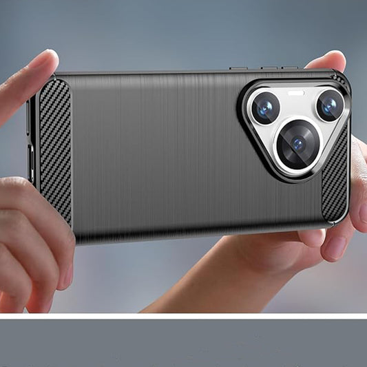 Custodia per Huawei Pura 70 Pro, Techsuit, Carbonio, Nera