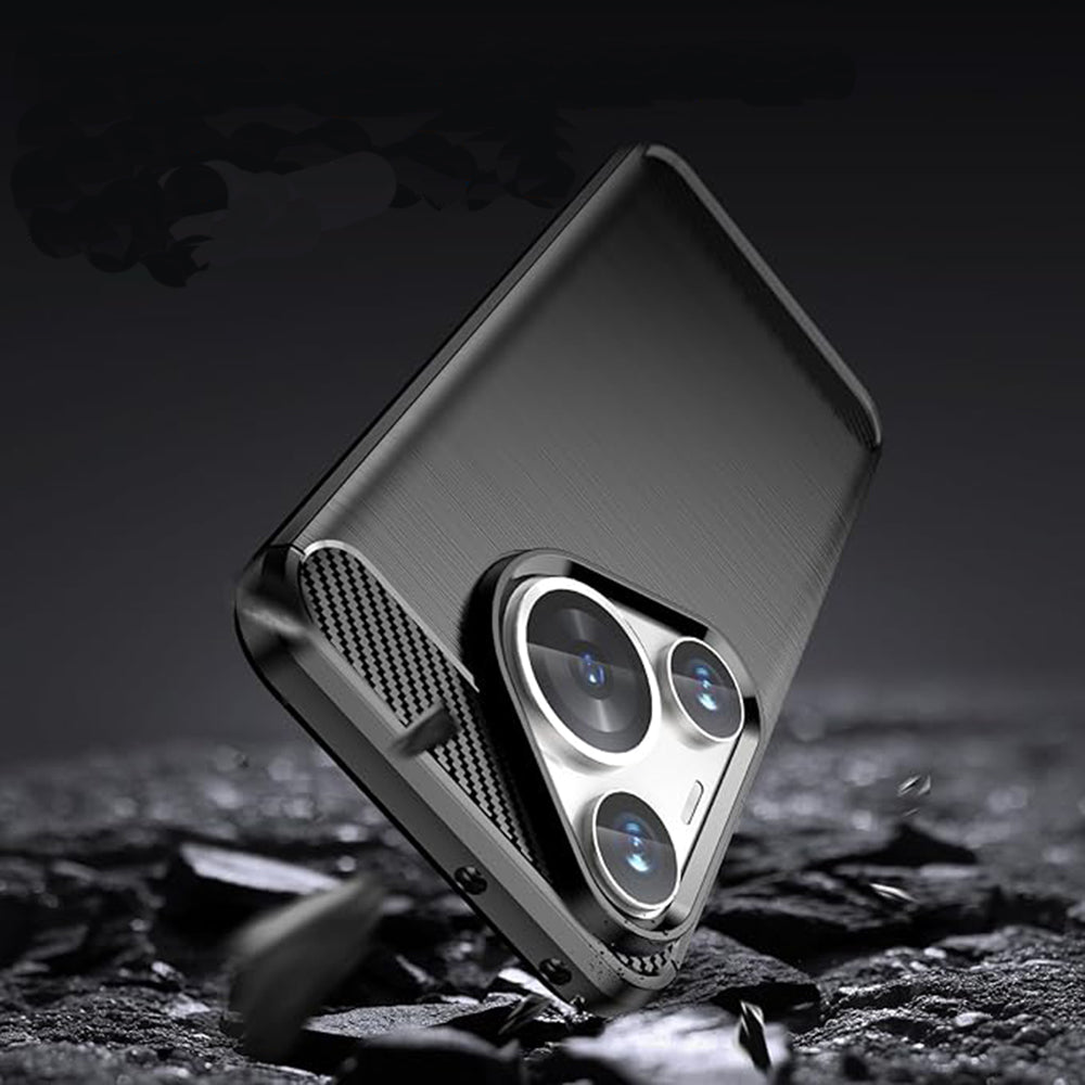 Custodia per Huawei Pura 70 Pro, Techsuit, Carbonio, Nera