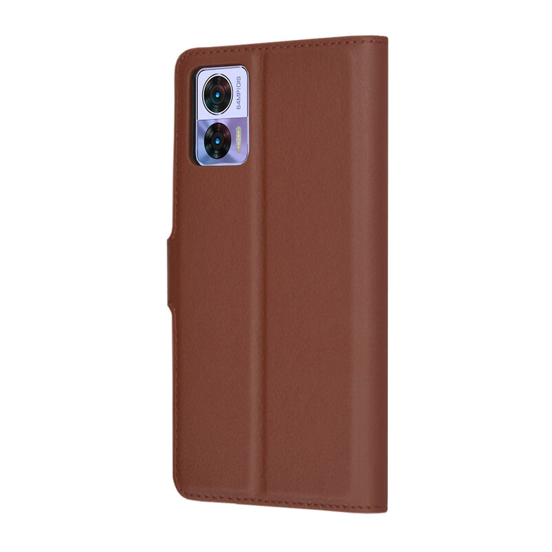 Custodia per Motorola Edge 30 Neo, Techsuit, Leather Folio, Marrone