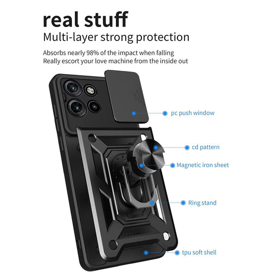 Case for Motorola Edge 50, Techsuit, CamShield, Black