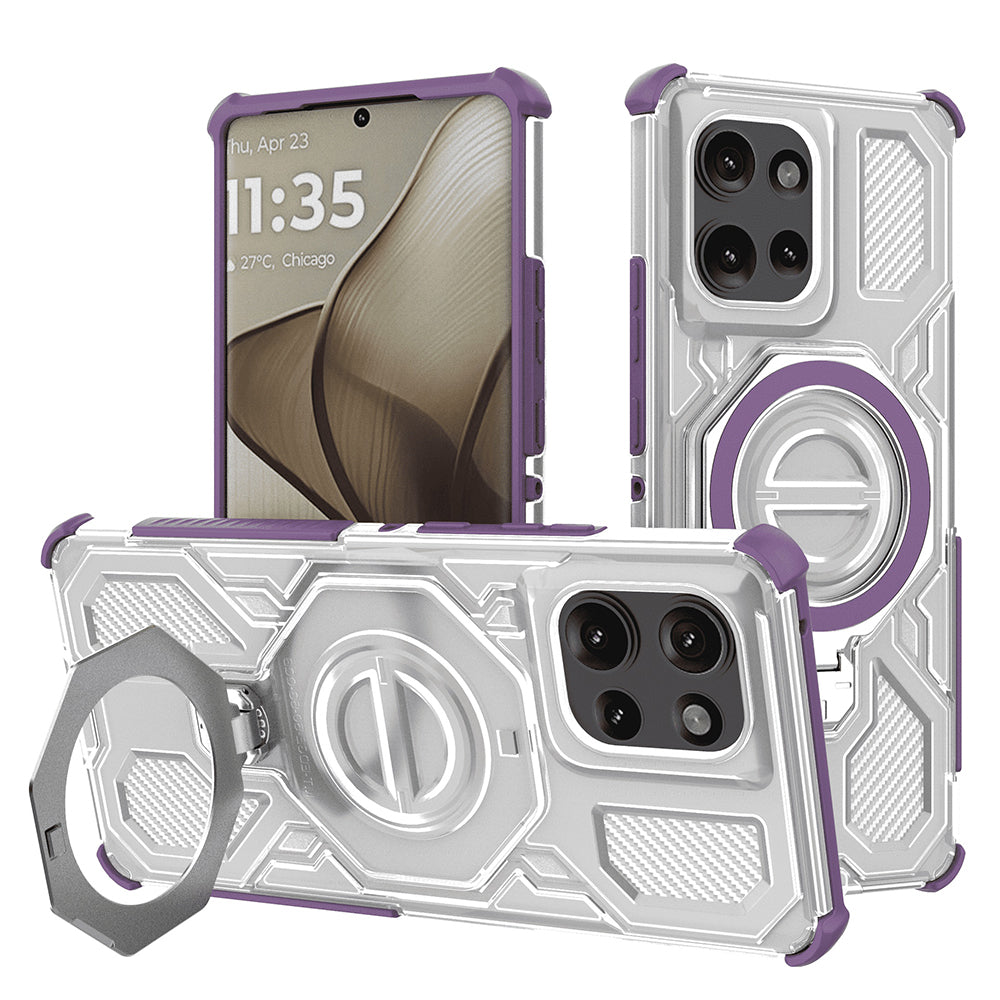 Custodia per Motorola Edge 50, Techsuit, Carbon Shield Pro, Viola