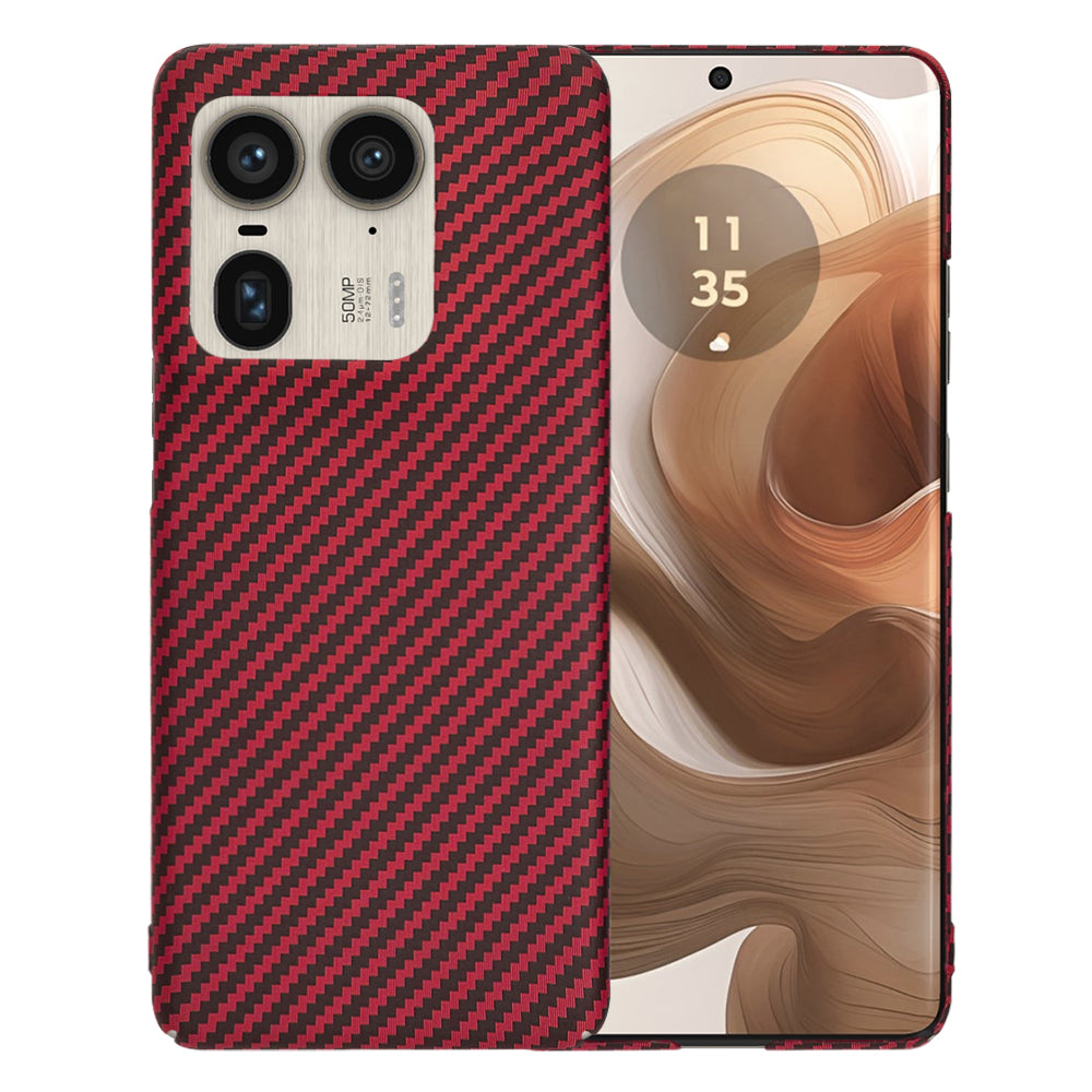 Custodia per Motorola Edge 50 Ultra, Techsuit, Carbonite FiberShell, Rossa